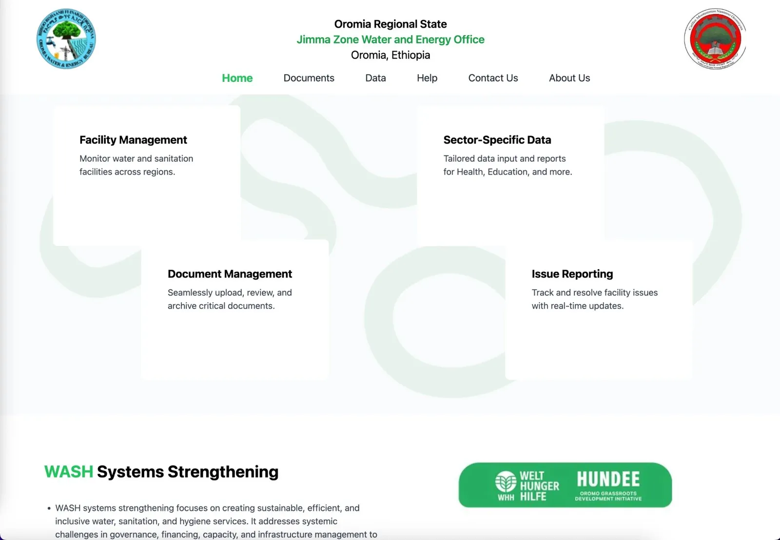 Jimma Zone Water — government data & facility platform by MereqTech